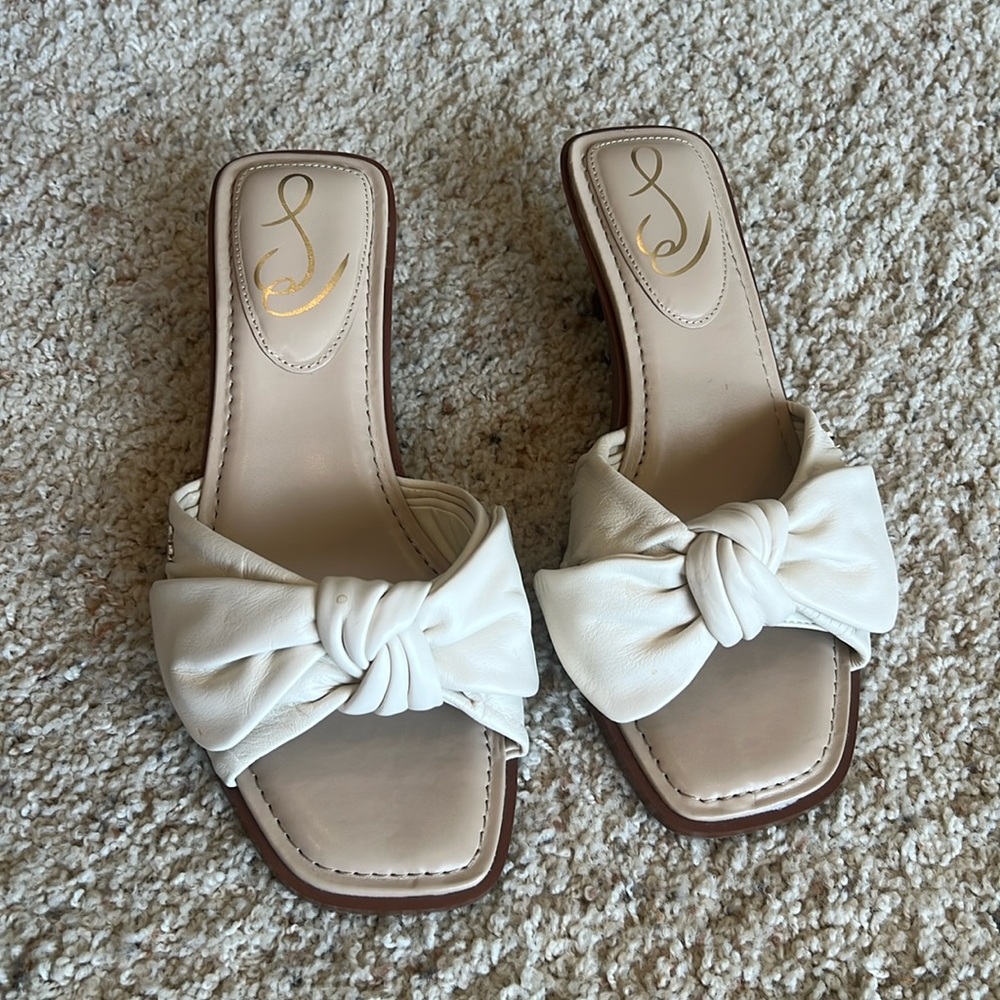 Sam Edelman Bow Tie Cream Leather Sandals